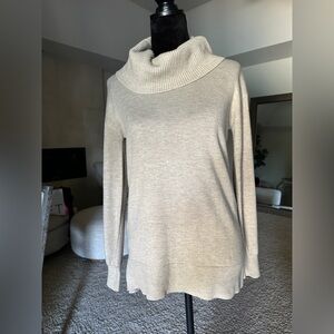Cozy Women's Cowl Neck Sweater - light beige
